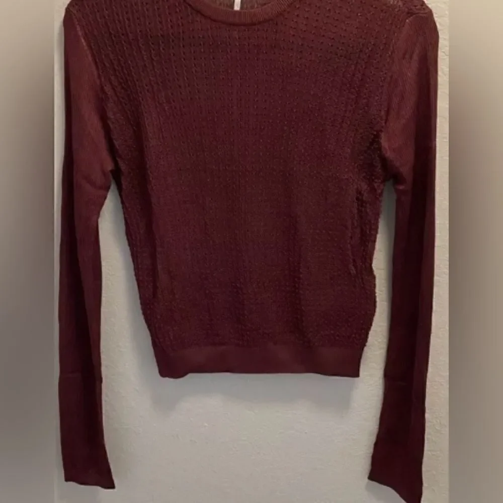 🛍️Free People H2O Crew pullover Top in Row garnet size: Medium 🎉Long sleeve ✨
